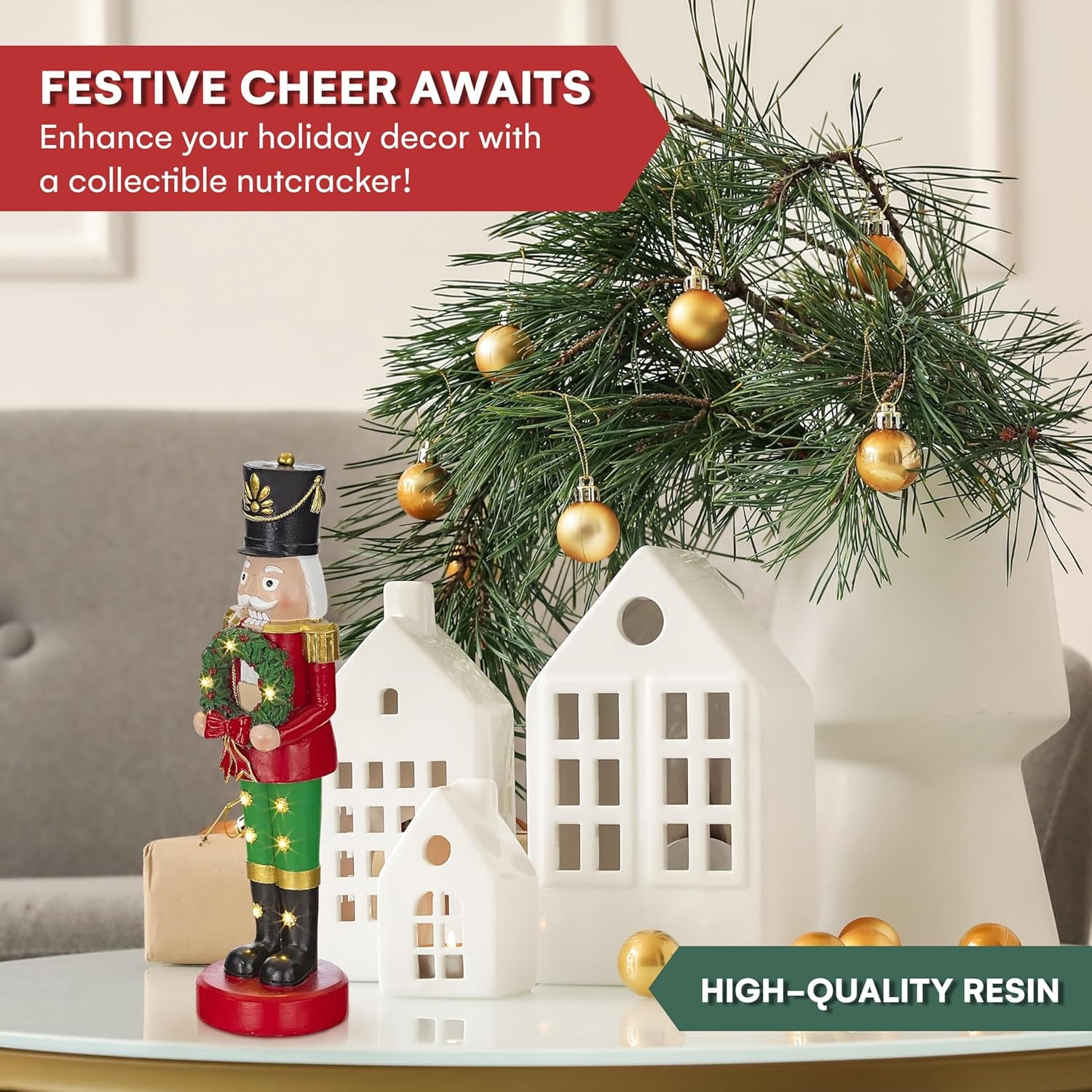 Christmas Snowman Decor Christmas Figurines Resin Snowman Lighted Decorations Indoor Christmas Nutcracker LED Holiday Light up Snowman Indoor Festive Fiber Optic Decorations